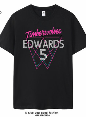 森林狼队短袖5号爱德华兹T恤训练服篮球运动Edwards短袖大码夏季