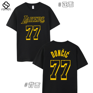春夏湖人队城市版球衣东契奇T恤77号短袖篮球训练运动宽松Doncic
