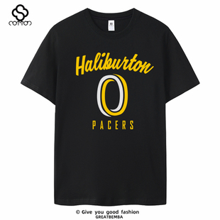 夏季篮球球星字母步行者队哈里伯顿T恤0号短袖大码休闲Haliburton