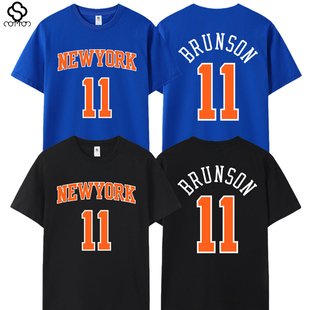 尼克斯队布伦森T恤11号球衣短袖训练服纽约城市篮球大码运动休闲