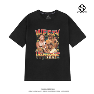 Lil Wayne李尔·韦恩美式说唱歌手休闲嘻哈大码纯棉圆领短袖T恤男
