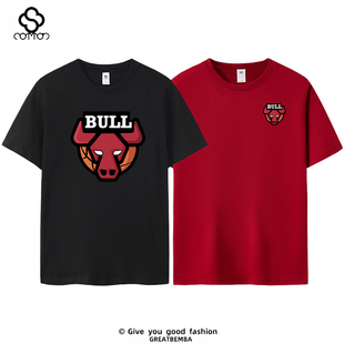 公牛队短袖芝加哥公牛队T恤训练服篮球约什吉迪短袖T恤大码男夏季