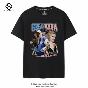 杜兰特欧美休闲T恤太阳篮球队运动短袖黑寡妇纯棉男女大码潮流ins