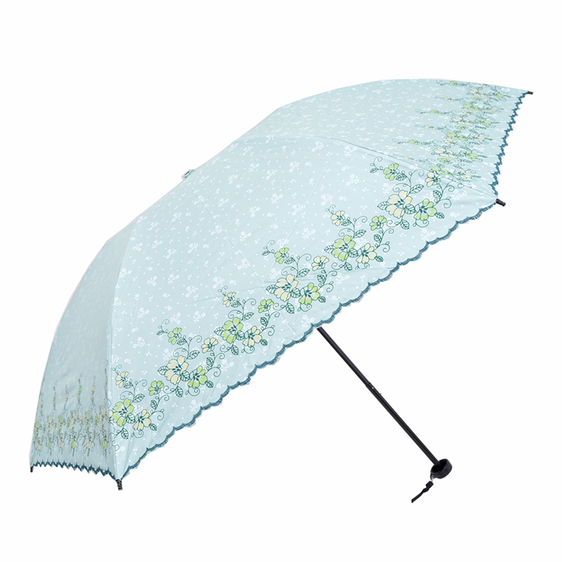 正新品宏达三折叠小花清新公主超轻便强防晒紫外线遮太阳洋伞
