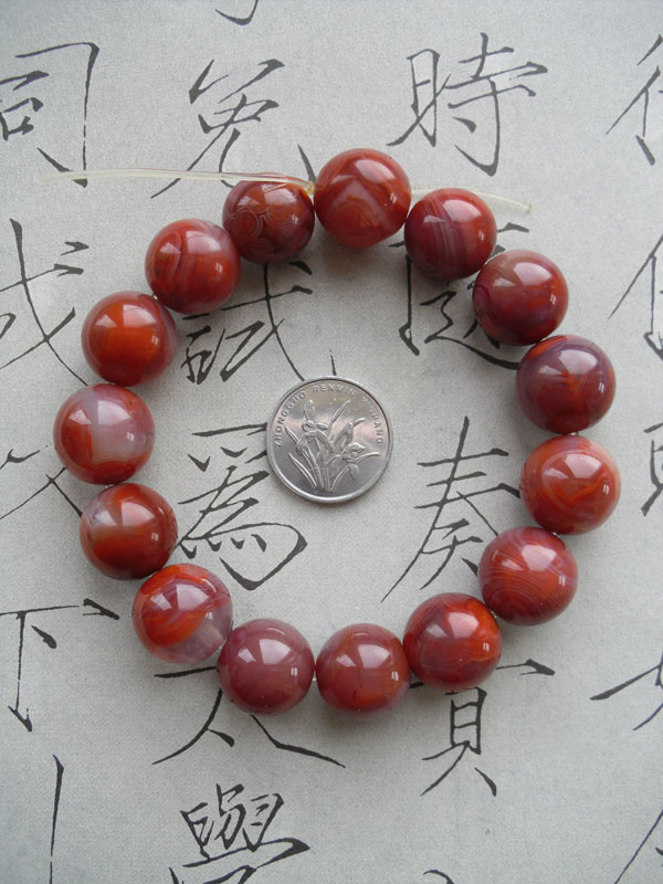 包邮保真精品正宗四川南红玛瑙缠丝红手串14mm圆珠佛珠念珠隔珠