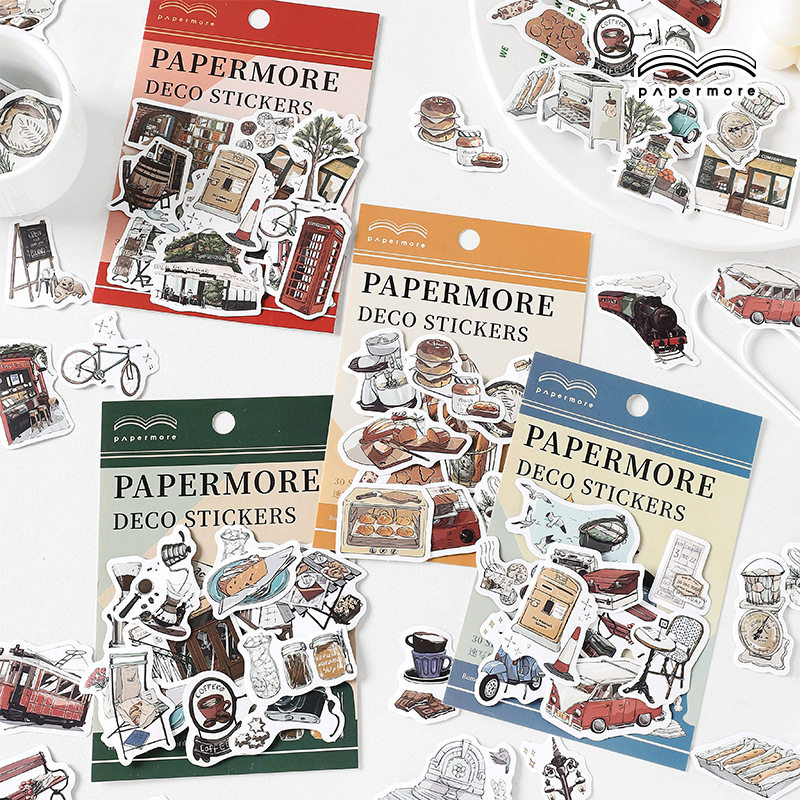 PaperMore 速写旅行日记不干胶贴纸创意插画手帐贴图文创拼贴装饰