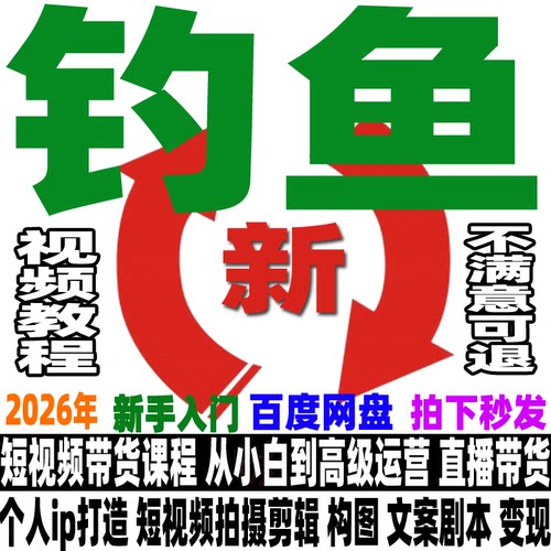 抖音钓鱼账号运营变现教程短视频直播带货账号定位视频拍摄剪辑新