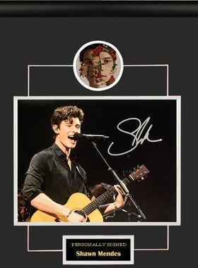 肖恩蒙德兹Shawn Mendes 亲笔签名照片裱框 含SA证书 Stitches