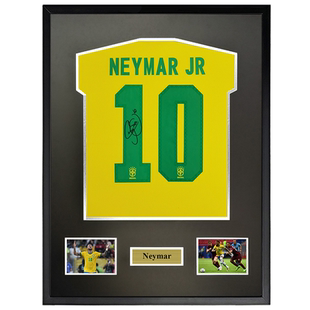 内马尔 亲笔签名足球服球衣 2021美洲杯巴西国家队 裱框含证书