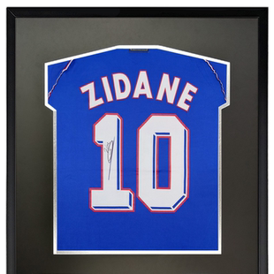 齐达内 齐祖 亲笔签名足球服球衣 1998世界杯法国队夺冠 裱框SA
