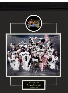 Iverson艾弗森亲笔签名照片 带证书 装裱