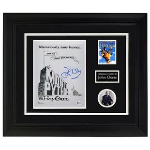 英国喜剧大师 巨蟒和圣杯 裱框beckett? 亲笔签名照片 约翰克里斯