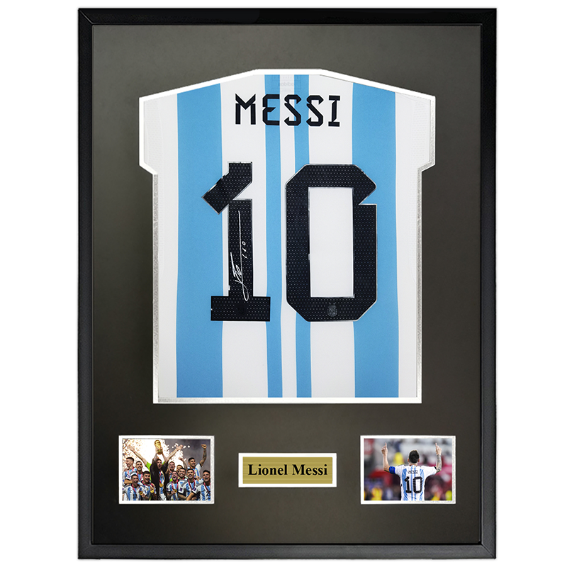 梅西 2022世界杯阿根廷队夺冠  亲笔签名足球服球衣 裱框含证书