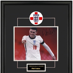 收藏 菲尔福登 亲笔签名 照片裱框 含SA证书 2020欧洲杯英格兰