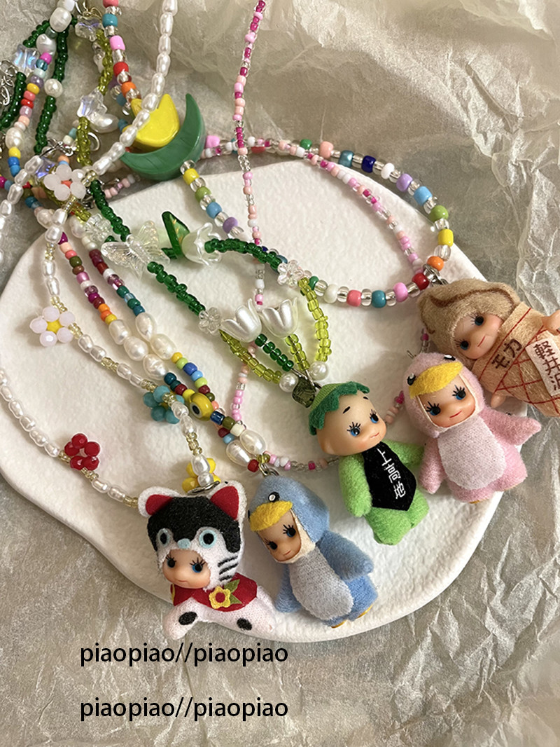 piao原创设计原宿趣味挂坠y2k软妹丘比娃娃圣诞节项链高级感串珠