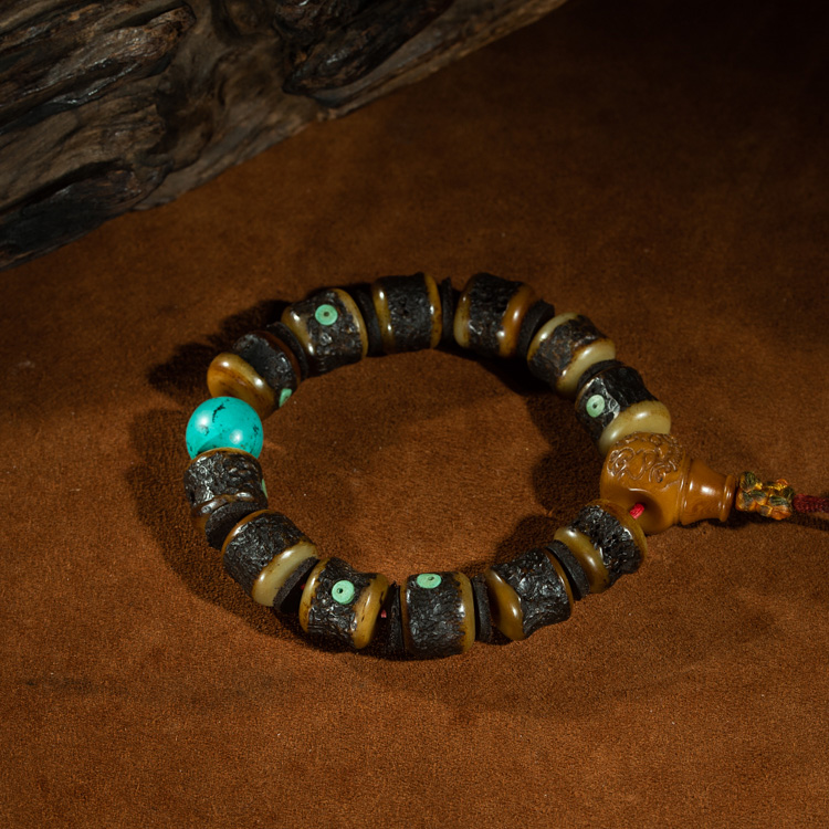 清代藏传密宗老佛珠高规制大瑜伽士传承老料镶嵌多宝手钏手串收藏