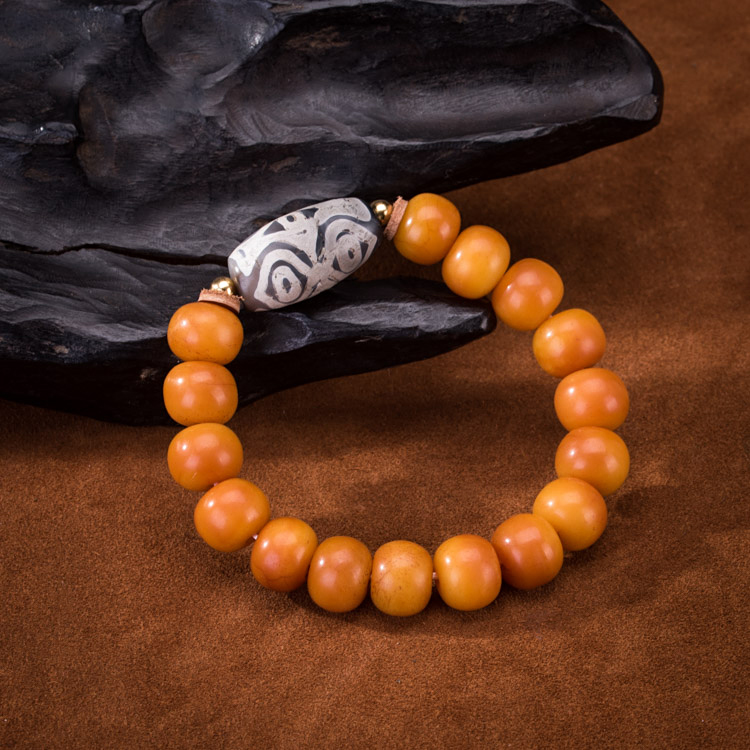 罕见藏传千年火供宝冠六眼老天珠老古珠设计款手钏古玩手串收藏品