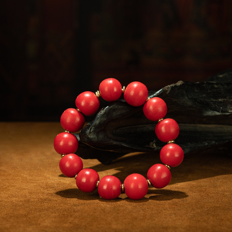 清代藏东高品质老型红色雪巴珠手钏古玩手串首饰精美收藏品包邮