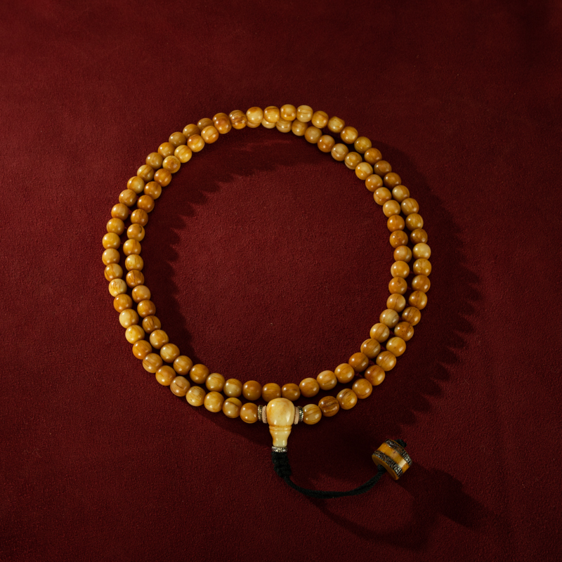 清代藏传密宗佛珠  高密度老料顺纹素珠款106颗圆满老佛珠念珠串