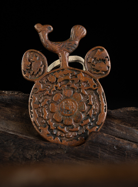 吉祥鸟天铜托甲九宫八卦牌吊坠