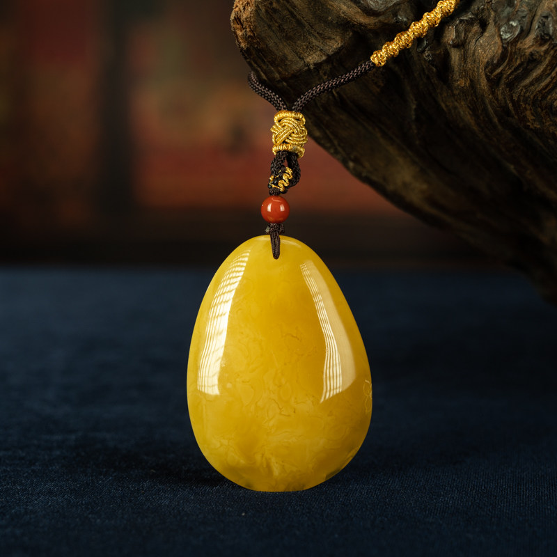 10年自然氧化俄料蜜蜡水滴挂牌天然宝石琥珀挂件项链吊坠精品收藏