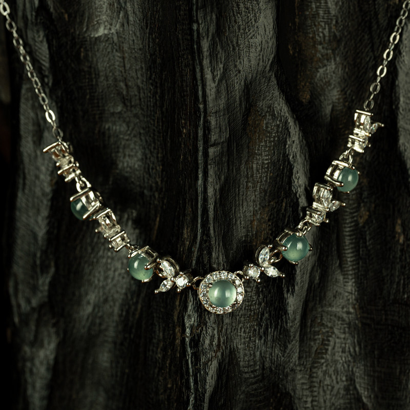 捡漏清仓〓缅甸老坑高冰种蓝水A货翡翠挂件精品宝石项链锁骨链