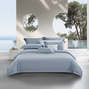 品牌家纺 润 山岚之影四件套 130495 鲨鱼灰 莱赛尔棉