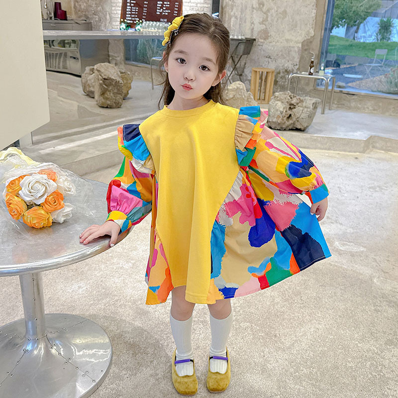 女童连衣裙春装2026新款洋气彩色儿童公主裙韩系穿搭宝宝春秋裙子