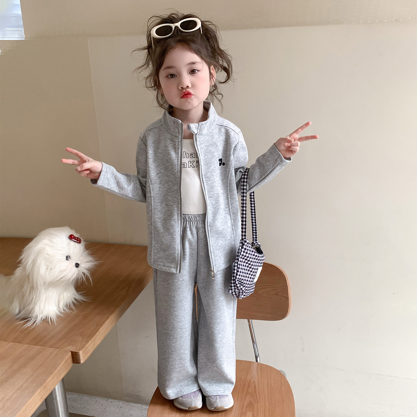 女童休闲运动套装2026春装新款儿童立领拉链卫衣外套宝宝直筒卫裤,童装/婴儿装/亲子装,儿童运动套装,淘宝优惠券,粉丝福利购,淘宝优惠卷