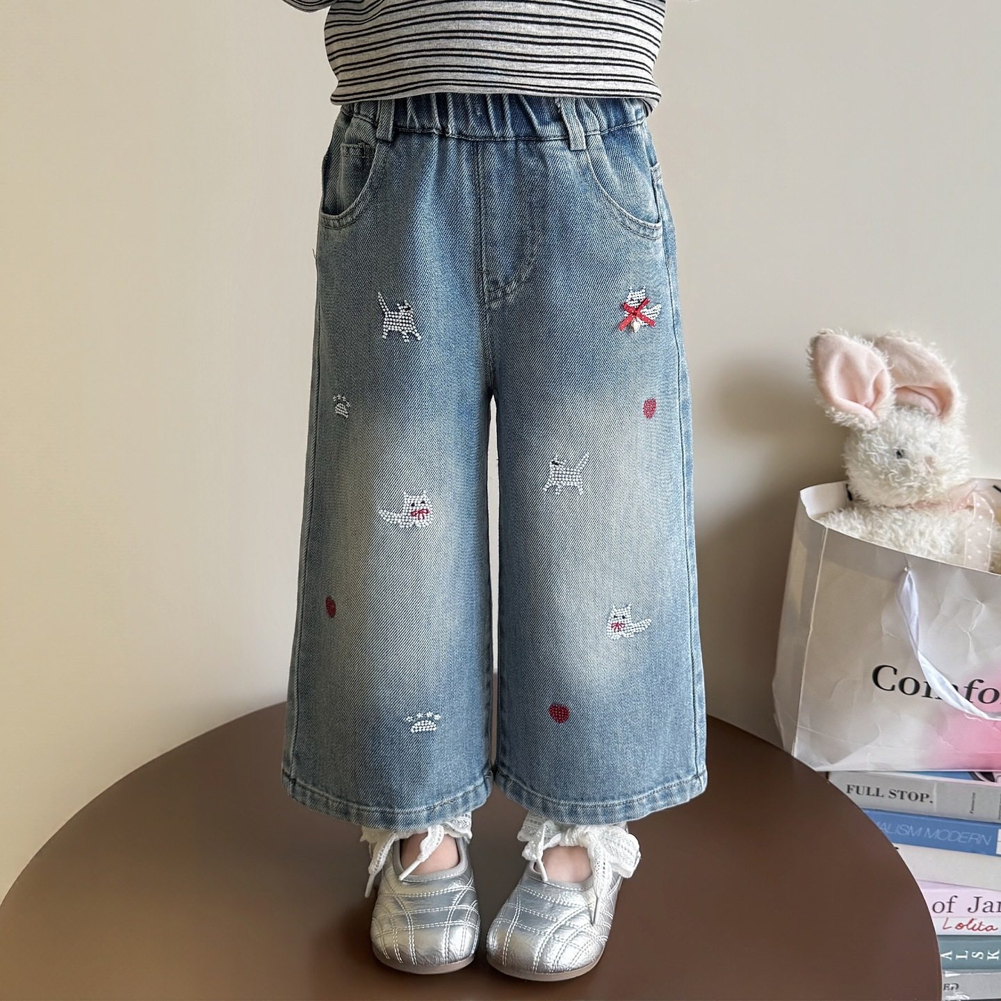女童裤子春秋2026新款超好看炸街儿童直筒裤女宝宝春装阔腿牛仔裤,童装/婴儿装/亲子装,儿童牛仔裤,淘宝优惠券,粉丝福利购,淘宝优惠卷