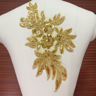 婚纱礼服重工亮片珠绣蕾丝花片辅料对花手工DIY服装头饰布贴补丁