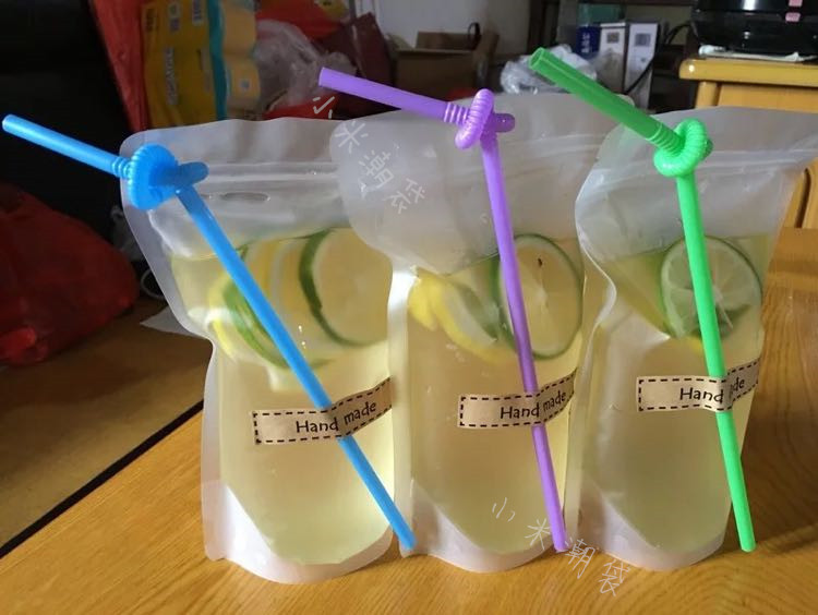 13*20+4透明亚膜饮料袋饮品包装袋 500ml磨砂加厚自封果汁奶茶袋