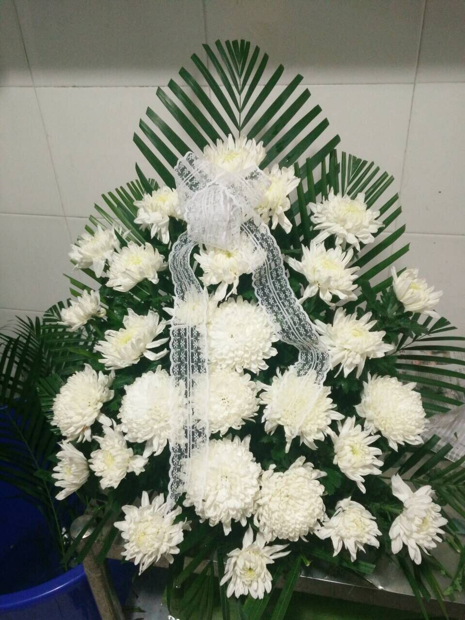 手提花篮白菊花28朵葬礼悼念鲜花白事清明冬至扫墓花同城上海鲜花