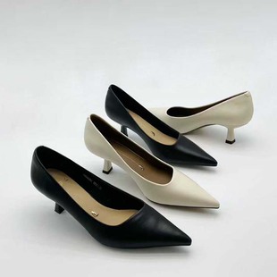 一代佳人2026春季新款高跟鞋女简约百搭通勤细跟浅口尖头黑色单鞋