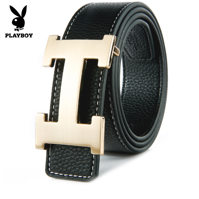 花花公子皮带男潮平滑年轻人板扣