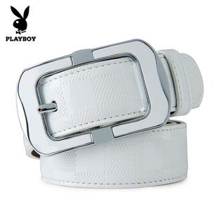 花花公子皮带女士真皮白色腰带女式高级新款配裙子牛仔裤带女款宽
