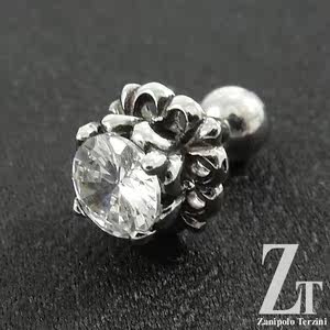 日本花朵镶钻单只耳钉