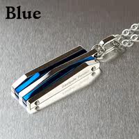 日本代购直发 Zanipolo Terzini 不规则起伏蓝色条纹潮男项链