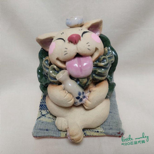 日本代购 醉酒的猫咪 匠人手工制作 和风日式特色摆件