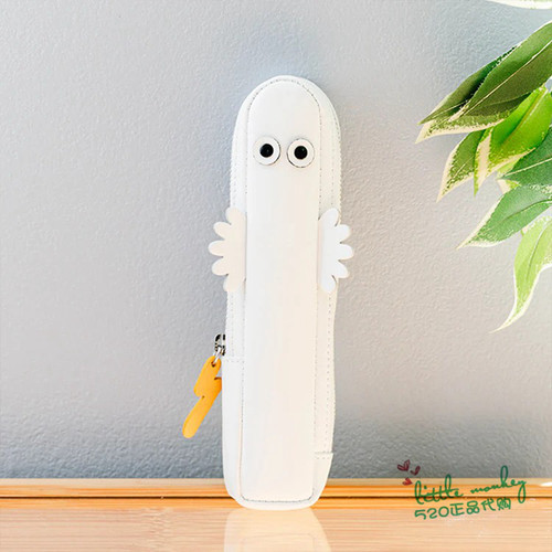 日本代购 Moomin精灵姆明 树精 可爱白色牛皮小笔袋 化妆袋