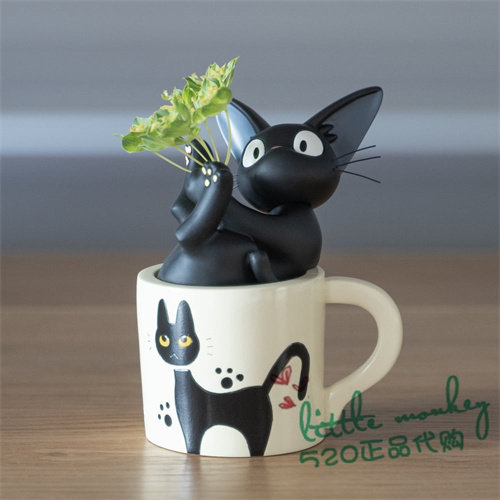 日本代购 魔女宅急便 黑猫吉吉 可爱 花插 摆件装饰