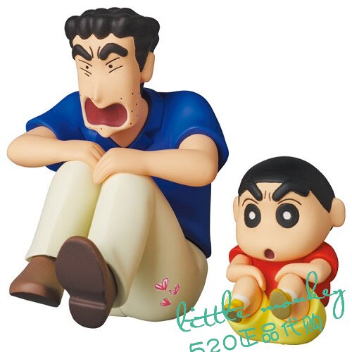 日本代购 蜡笔小新和爸爸 可爱 手办 公仔 人偶 模型 摆件