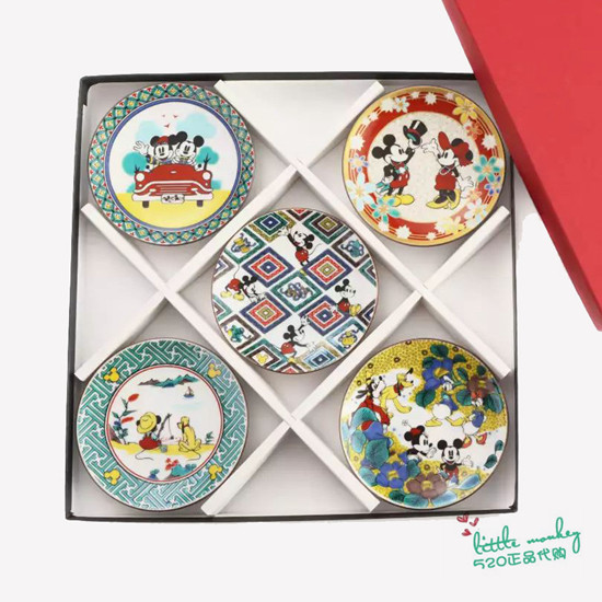 日本代购 Mickey mouse米奇米妮和朋友们 九谷烧糕点甜品小菜盘碟