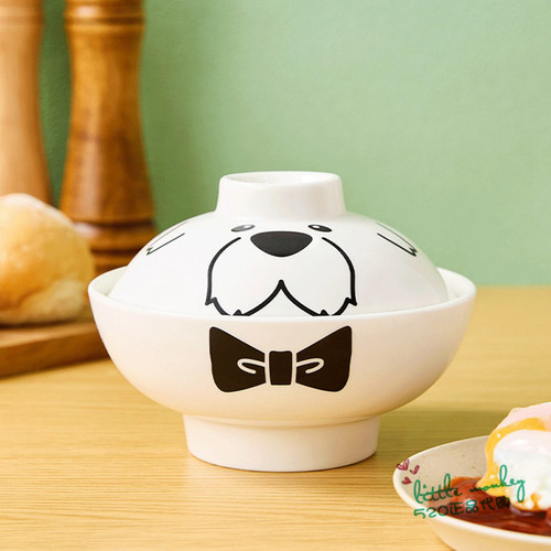 日本代购 间谍家家酒 邦德 可爱陶瓷带盖米饭碗