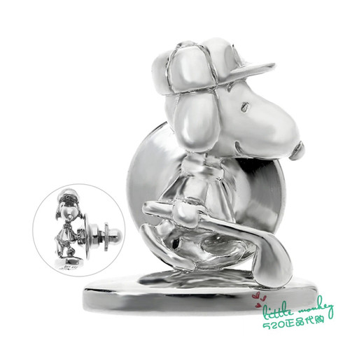 日本代购 snoopy史努比 打高尔夫球 精致立体公仔 银别针 胸针