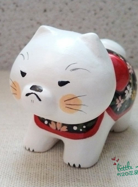 日本代购 犬张子 白色柴犬 匠人手工 传统和风 可爱公仔特色摆件