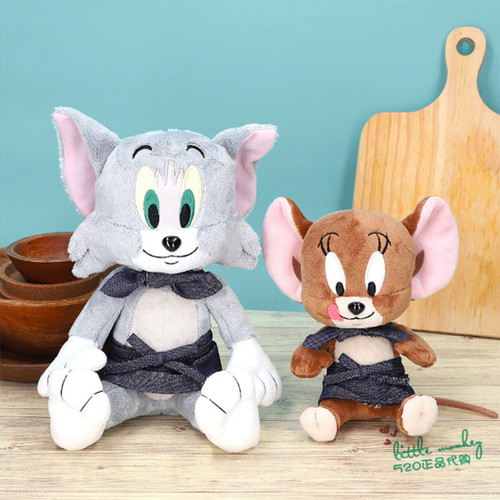 日本代购 Tom and Jerry猫和老鼠 穿牛仔装 毛绒公仔布娃娃玩偶