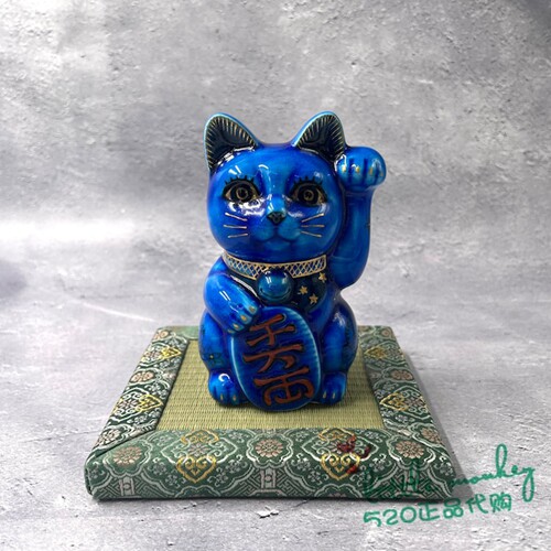 日本代购 蓝色招财猫 千万两 匠人手工传统技艺 和风招财开运摆件