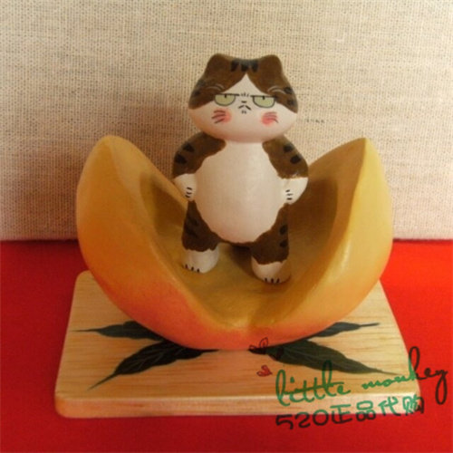 日本代购 猫咪 桃子 匠人手工制作 和风 治愈可爱 公仔 摆件 装饰