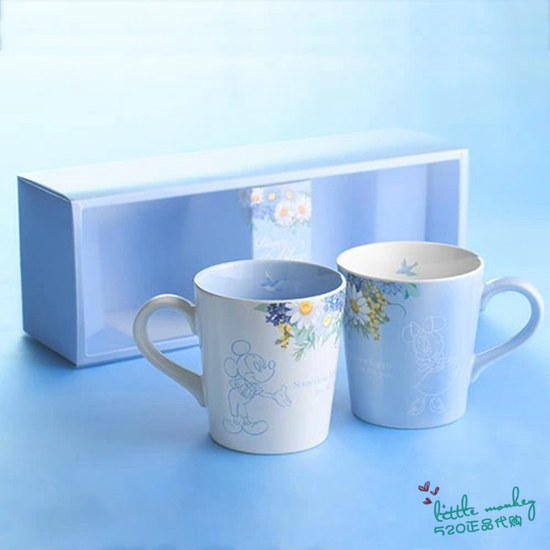 日本代购 Mickey mouse米奇 米妮 可爱陶瓷情侣马克杯水杯 对杯